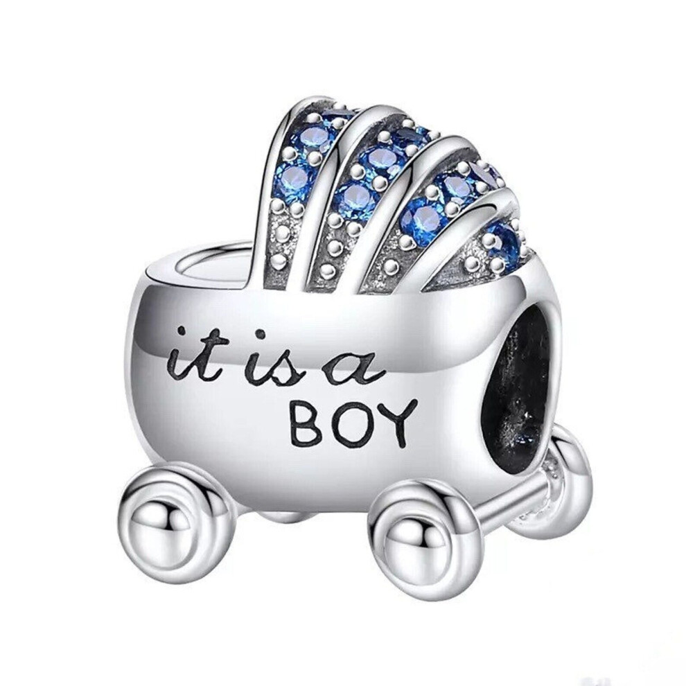 It is a Boy Baby Carriage Buggy charm sterling silver for bracelet