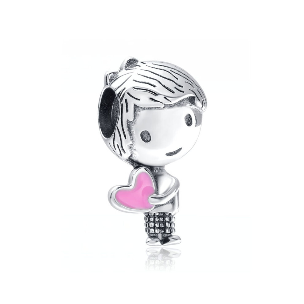 little boy pink heart charm sterling silver for women bracelet