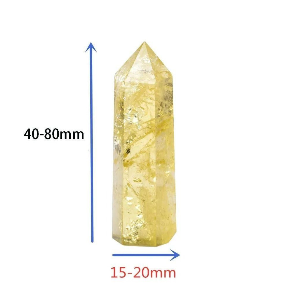 (XL) Beautiful Natural Crystal Unique Yellow Gem Desktop Ornament Yellow Quartz Wand  Office