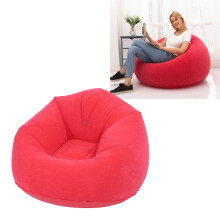 Aufblasbarer Lounge Stuhl Flocking PVC Tragbares Klappblow Up Sofa für Wohnzimmer Schlafzimmer Balkon Büro Reisen Rot