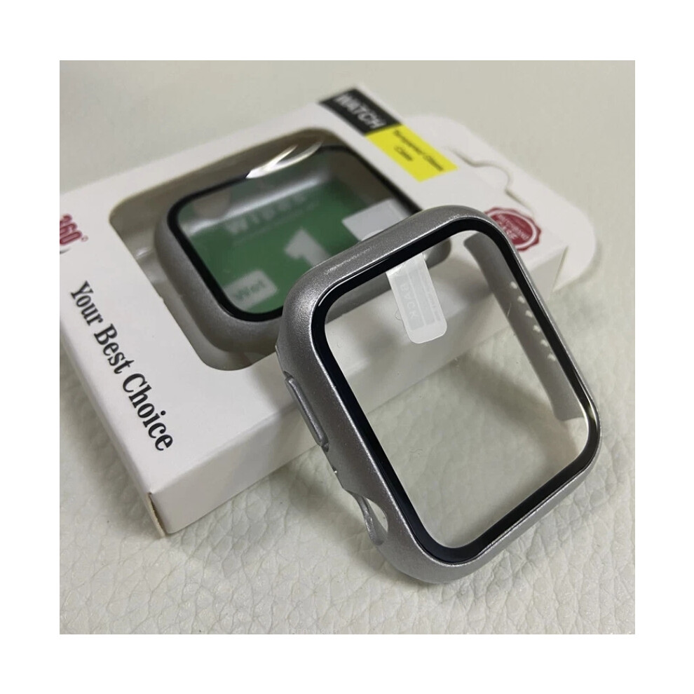 (, For Apple Watch 44Mm) For Apple Watch Series 7 6 5 4 Se S8 Iwatch Matte Protective Screen Cover Case Silver 4069369108167