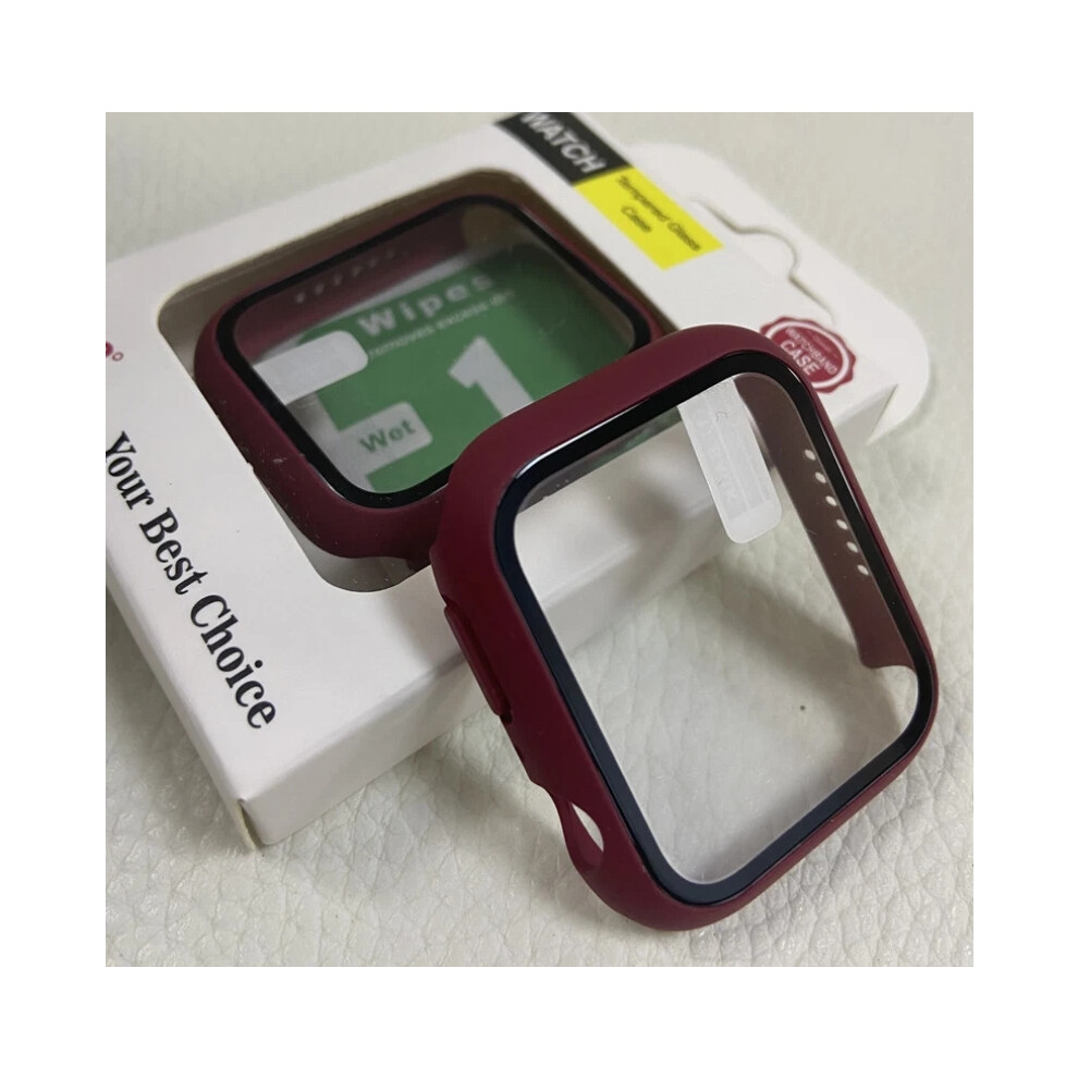 (Wine, For Apple Watch 44Mm) For Apple Watch Series 7 6 5 4 Se S8 Iwatch Matte Protective Screen Cover Case Hot 4069369111662