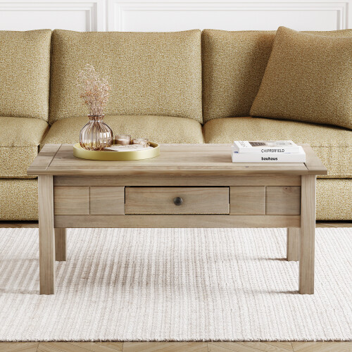 Vida Designs Panama 1 Drawer Coffee Table Solid Pine Rustic 1