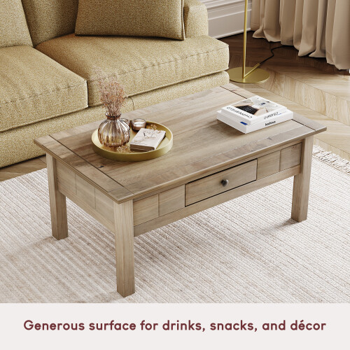 Vida Designs Panama 1 Drawer Coffee Table Solid Pine Rustic 2