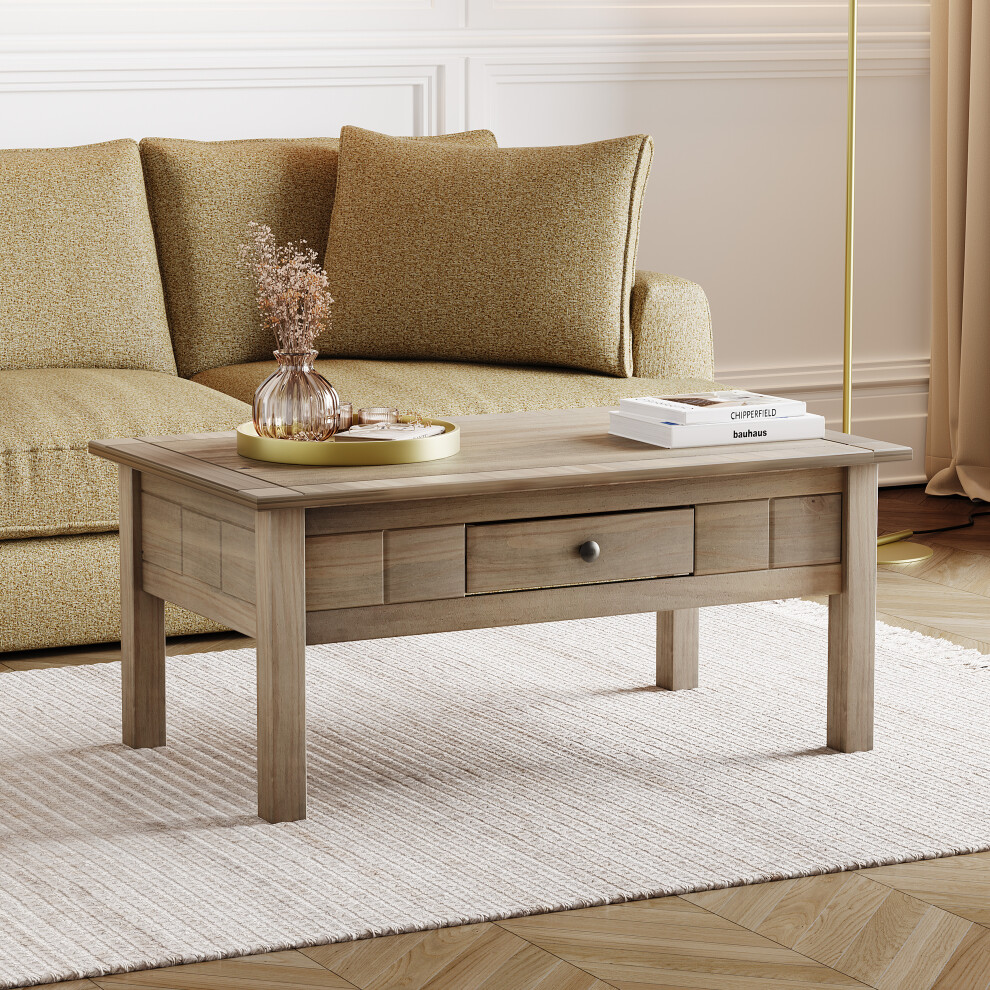 Vida Designs Panama 1 Drawer Coffee Table Solid Pine Rustic Not,Specified