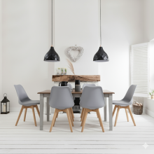 (Dining Table Large 140cm Seats 4 to 6 in Dark Pine) Canterbury Dining Table in Grey and Dark Pine