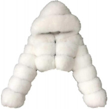 (4X-Large, White) Faux Fur Coat Women With Hood Cropped Bubble Coats Fleece Short Warm Jackets Plus Size Winter Coats For Women