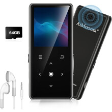 64GB MP3 Player with Bluetooth 5.2, AiMoonsa Music Player with Built-in HD Speaker, FM Radio, Voice Recorder, HiFi Sound, E-Book Function