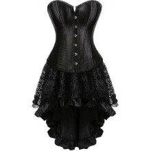 (4*L Plus,Black Corset With Skirt)Szivyshi Women's Overbust Sweetheart Lace Up Plastic Bones Corset Bustier Topnew For 2024new For 2024 Dg