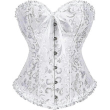 (6*L Plus,White)Szivyshi Women's Overbust Sweetheart Lace Up Plastic Bones Corset Bustier Topnew For 2024new For 2024 Dg