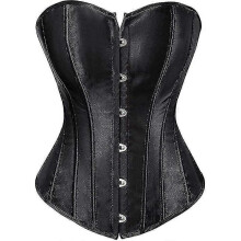 (L,Black Top)Szivyshi Women's Overbust Sweetheart Lace Up Plastic Bones Corset Bustier Topnew For 2024new For 2024 Dg
