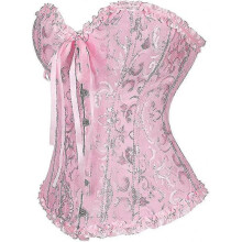 (L,Pink)Szivyshi Women's Overbust Sweetheart Lace Up Plastic Bones Corset Bustier Topnew For 2024new For 2024 Dg