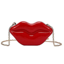 2022 Fashion Sexy Red Lips Design Women Party Clutch Evening Bag Dazzling Female Chain Bag Crossbody Bag Purse And Handbag,1pc-red
