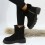 (Black, 36) Women's Large Size Snow Boots Lightweight Round Toe Platform Snow Shoes 4