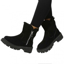 (Black, 40) Women's Large Size Snow Boots Lightweight Round Toe Platform Snow Shoes