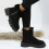 (Black, 36) Women's Large Size Snow Boots Lightweight Round Toe Platform Snow Shoes 5