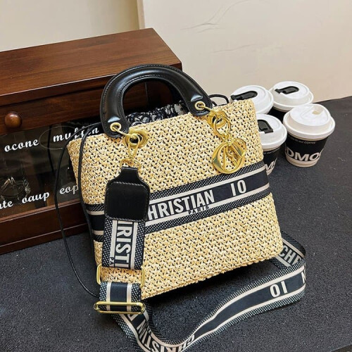 One-shoulder straw crossbody versatile handbag 1