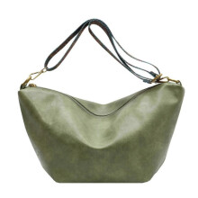 (Green) Vintage Women Leather Shoulder Bag Crossbody Hobo Bag With Wide Strap