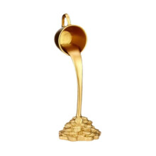 (Golden) Floating Coffee Cup Mug Sculpture Cafe Office Pouring Spilling Coin Figurine White