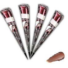 (blue)4 Pack Henna Brown Freckles Natural, Henna Tattoo Color Brown, Natural Henna Cream Cones, Tattoo Stickers For Temporary Tattoos