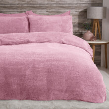 (King) Teddy Plain Duvet Cover and Pillowcase Set - Mauve