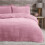 (King) Teddy Plain Duvet Cover and Pillowcase Set - Mauve 1