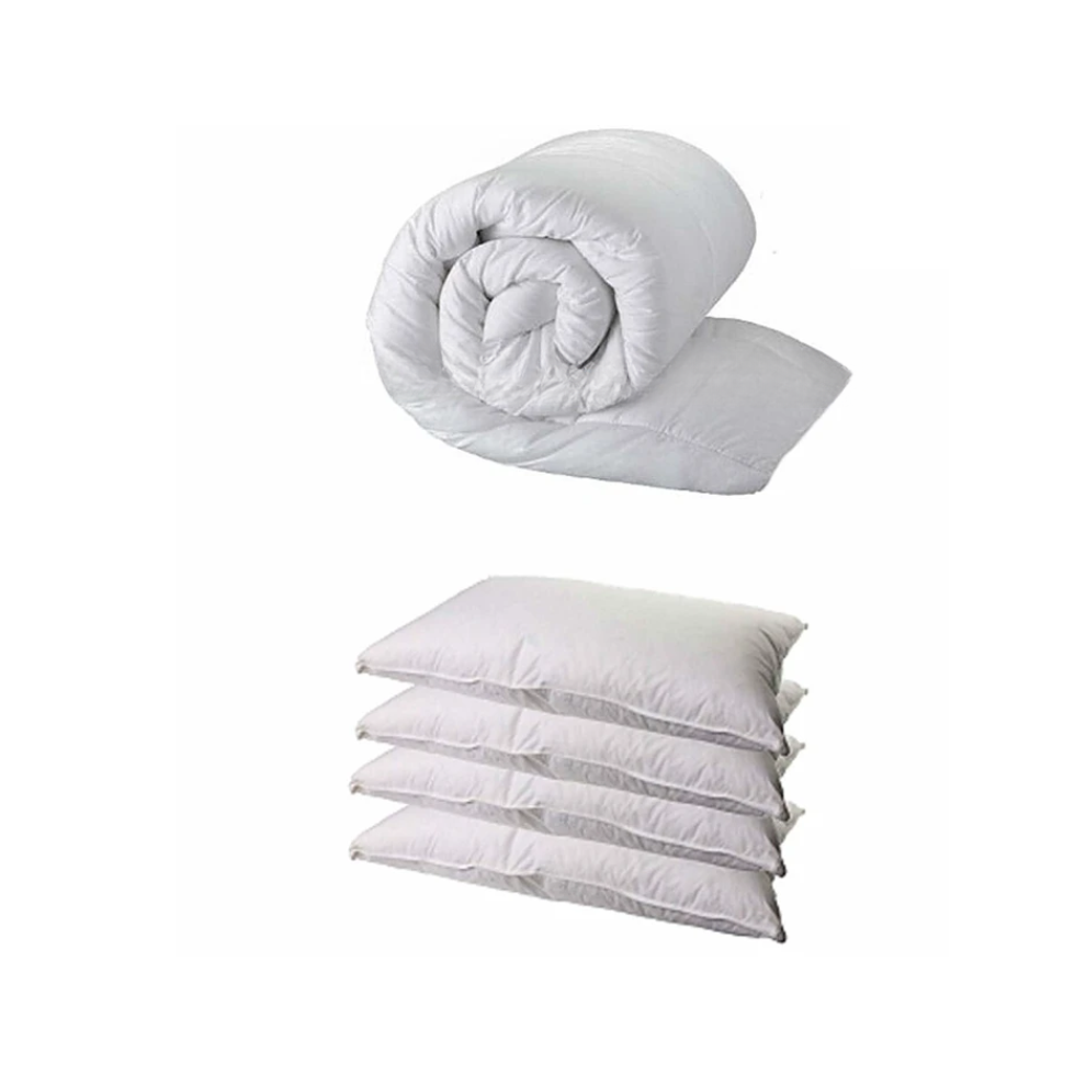 KING SIZE DUVET & 4 DELUXE PILLOWS - KING 13.5 TOG QUILT & 4 SUPERFIRM PILLOWS