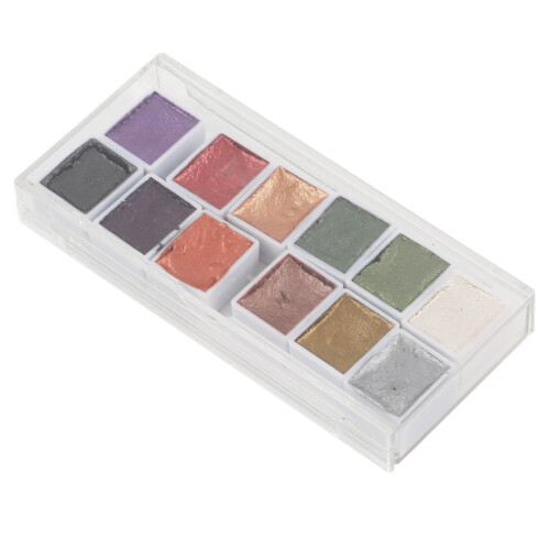 12Pcs Watercolor Paint Set Retro Metal Portable 1