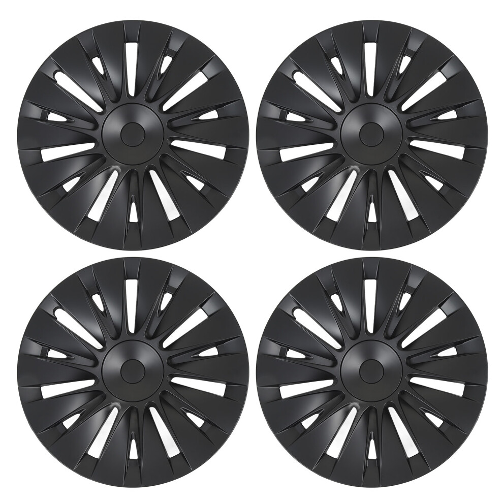 4Pcs 19In Wheel Hub Cap Matte Sporty Wheel Black 9121376990038