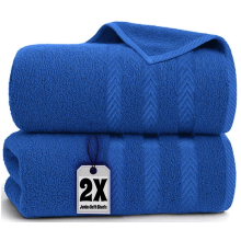 2X Large Jumbo Bath Sheet (90 x 150 cm) Egyptian Cotton XL Bath Towels 600GSM (Blue)