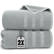 2X Large Jumbo Bath Sheet (90 x 150 cm) Egyptian Cotton XL Bath Towels 600GSM (Silver)