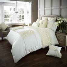 (Double) Premium Polycotton Verina Duvet Cover Set - Cream