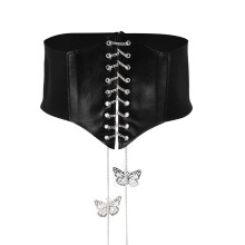 Black Corset Belt Unique Design Vintage Style PU