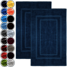 2x Luxury Cotton Bath Mats Terry Towelling 1000GSM Bathroom Rugs Soft Absorbent (Navy)