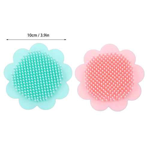 Spazzola per shampoo per bambini a girasole 10x10x5 cm, Verde e Rosa 1