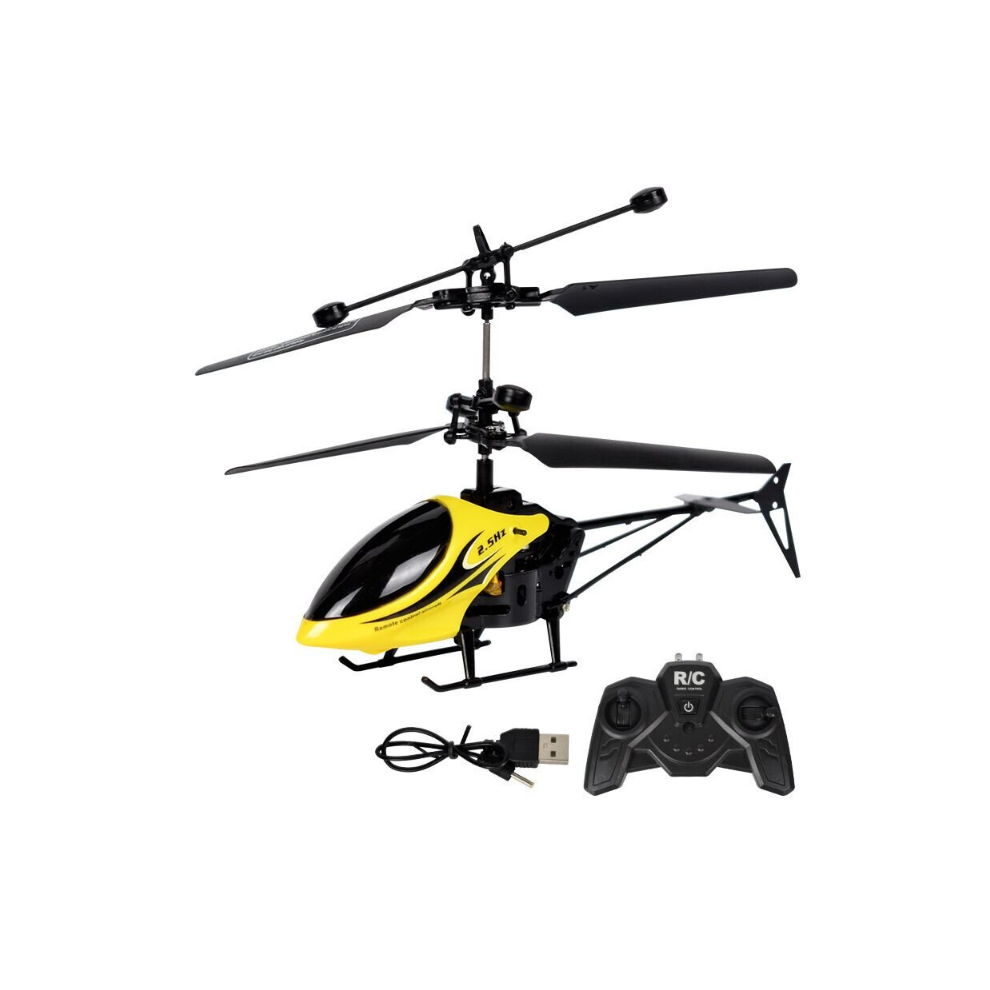 (Yellow) NEW Remote Control Helicopter USB Rechargeable Aircraft Induction Infrared Kids Toys