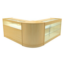 (2 x 1500mm W Counters & 1 x 600mm W Corner Unit - Maple) Shop Counter Set Triton LED Light Lockable