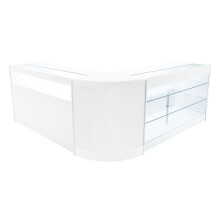 (2 x 1500mm W Counters & 1 x 600mm W Corner Unit - White) Shop Counter Set Triton LED Light Lockable