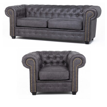 Astor Chesterfield Style Sofa Set 2+1 Seater Astor Faux Leather