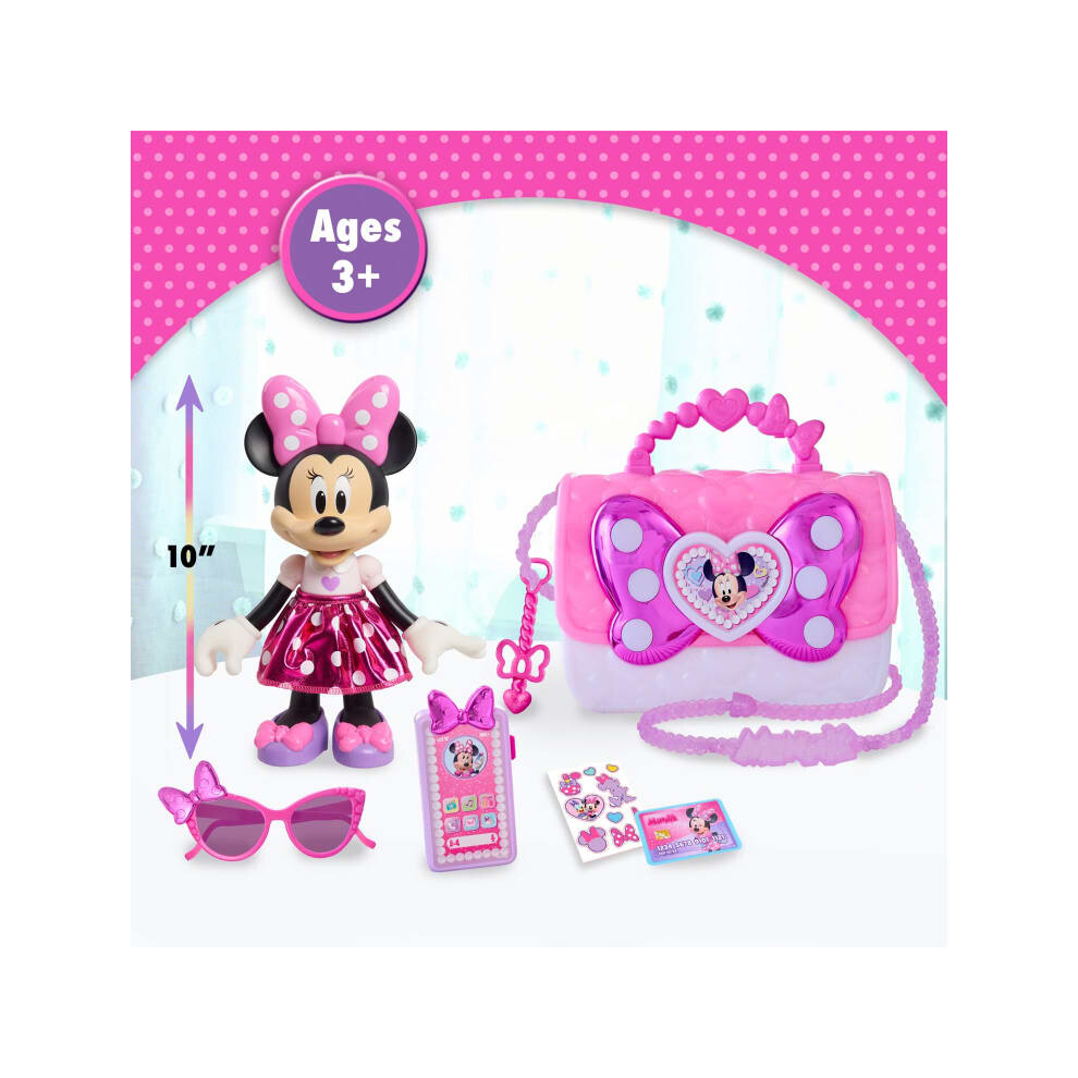 Minnie Mouse Bowfabulous Roleplay Bag Set with 10-Inch Doll - Pretend Play Purse & Accessories for Kids 3+