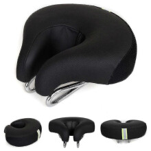 (Black) Bicycle Saddle No Nose Bicycle Saddle Mountain Bike Thickened Super Soft Cushio