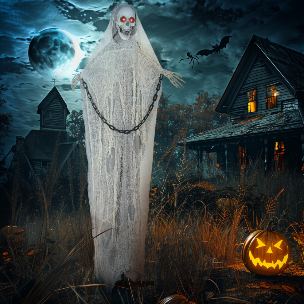 Outsunny Unisex Grey 183 Cm Life Size Scary Halloween Decorations, Battery Operated In - Image 6