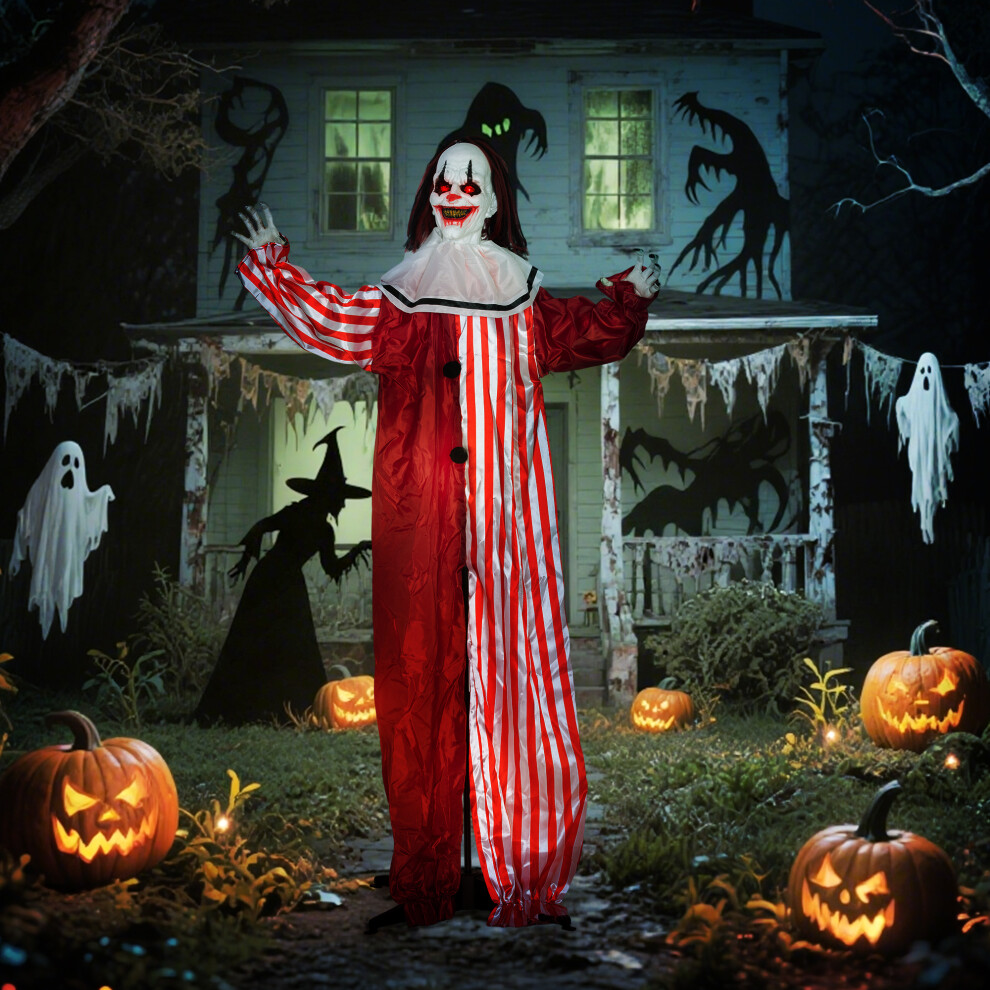 Rackhams Red/White Life Size Animated Clown Halloween Decoration 5.4Cm - 70L X 16W X 165H Cm - 1 - Image 6