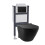 NES Home Nes Home Wall Hung Rimless Black Toilet, Cistern Frame Black Round Flush Button 1
