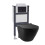 NES Home Nes Home Wall Hung Rimless Black Toilet, Cistern Frame Rectangle Black Button 1