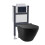 NES Home Nes Home Wall Hung Rimless Black Toilet, Cistern Frame Square Black Button 1