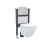 NES Home Nes Home Wall Hung Round Rimless Toilet, Cistern Frame Matte Chrome Button 1