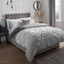Luxurious ROUCHED FAUX FUR Fleece Duvet Cover with Pillowcases - Grey