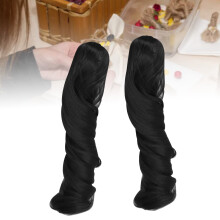 2 piezas de peluca con clip de garra para muñecas, 25 cm, negro natural