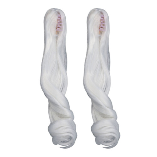 2 pièces de perruque pour poupée, Boucle romaine, Blanc lunaire, 25 cm 1